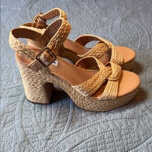 Steve Madden Natural Woven Espadrille Platform Sandals